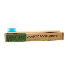 Зубная щетка бамбуковая жесткая в коробке, синяя No Brand