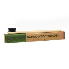 Зубная щетка бамбуковая жесткая в коробке, черная No Brand