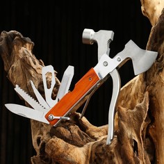 Мультитул 8в1 в чехле, рукоять дерево(топор, молоток, отвертки , ножи) Мастер К.