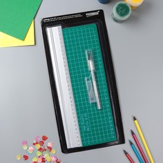 Набор инструментов для творчества: нож 4+1 лезвий, линейка, мат 30х10 см, 34,7х16,3 см No Brand