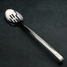 Ложка гарнирная из нержавеющей стали цельнометаллическая, 39 см, толщина 3 мм, с отверстиями No Brand