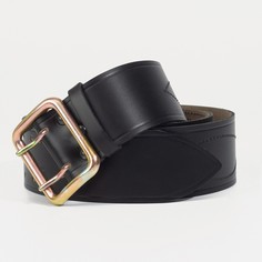 Ремень мужской, ширина - 5 см, пряжка металл, цвет черный No Brand