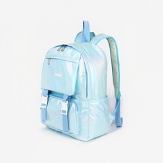 Рюкзак на молнии, 2 наружных кармана, 2 боковых кармана, цвет голубой No Brand