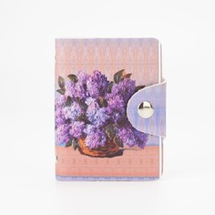 Визитница на кнопке, 20 карт, цвет фиолетовый No Brand