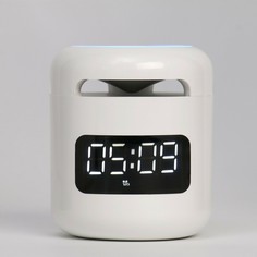 Часы настольные электронные, белая индикация, колонка, 8.5 х 7.5 х 7.5 см No Brand