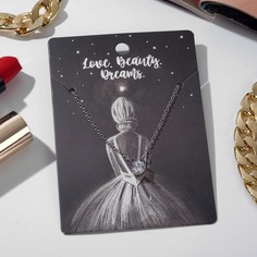 Кулон love, кристаллик, цвет белый в серебре, 35 см Queen Fair