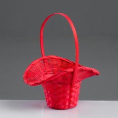 Корзина плетеная, бамбук, красная, (шляпка) No Brand