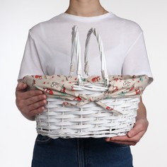 Корзина плетеная, 35х27х17 см, лоза, ткань No Brand