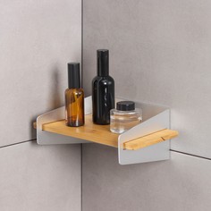 Полка настенная, 31×17,5×12 см, алюминий, бамбук No Brand