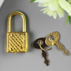 Замочек с ключиком для шкатулки металл набор 5 шт с286 золото 3,1х1,7 см Арт Узор