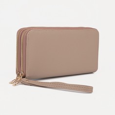 Кошелек на молниях, цвет бежевый No Brand