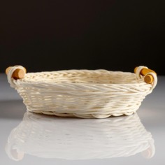 Корзина с ручками, 13/19×4,5 см, ротанг No Brand