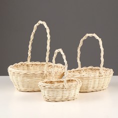 Набор корзин, 3 шт, 18×8/27 см, 15×6/20 см, 11×5/17 см, ротанг No Brand