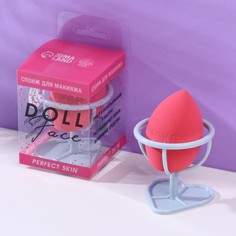 Спонж-капля doll face на пластиковой подставке для сушки и хранения No Brand