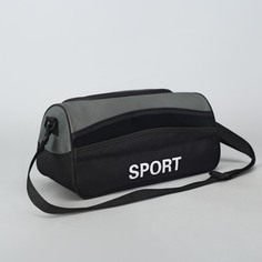 Сумка спортивная на молнии, наружный карман, длинный ремень, цвет черный No Brand