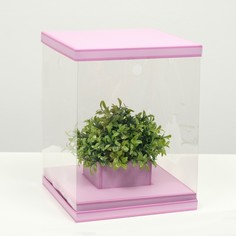 Коробка для цветов с вазой и pvc окнами складная, сиреневый, 23 х 30 х 23 см Upak Land