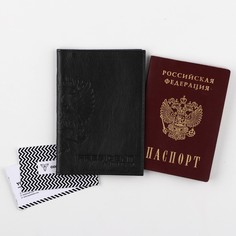 Обложка для паспорта 5131 russia, цвет черный, натуральная кожа No Brand