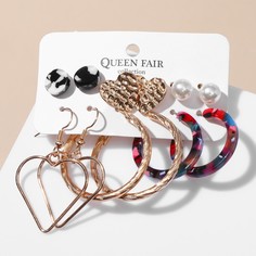 Серьги набор 6 пар Queen Fair