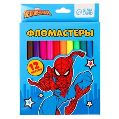 Фломастеры, 12 цветов, в картонной коробке, человек-паук Marvel