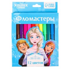 Фломастеры, 12 цветов, в картонной коробке, холодное сердце Disney