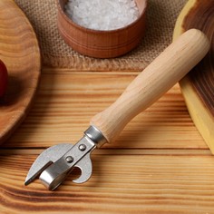 Нож консервный с деревянной ручкой, с заклепками No Brand