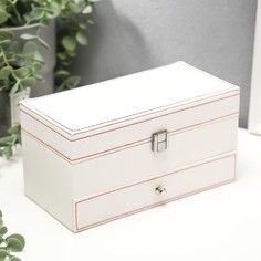 Шкатулка кожзам для украшений и часов 4 отделения No Brand