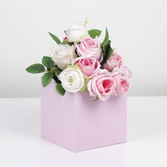 Коробка для цветов с pvc крышкой, розовая 12 х 12 х 12 см Дарите Счастье
