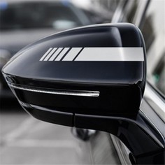 Наклейка на боковое зеркало авто, светоотражающая, 14.5×3.5 см, белый No Brand