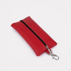 Ключница на молнии, длина 15 см, кольцо, карабин, цвет красный No Brand