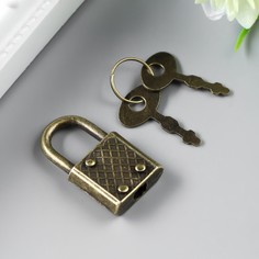 Замочек с ключиком для шкатулки металл набор 5 шт с286 бронза 3,1х1,7 см Арт Узор