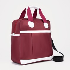 Сумка дорожная на молнии, наружный карман, держатель для чемодана, цвет бордовый/белый No Brand
