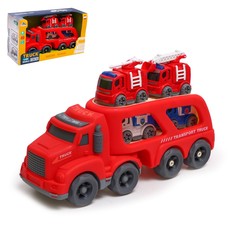 Грузовик truck, 4 машинки с инерцией, световые и звуковые эффекты No Brand
