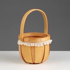 Корзина плетеная, секвойя, d13хн11/22,5 см, натуральный с окантовкой No Brand
