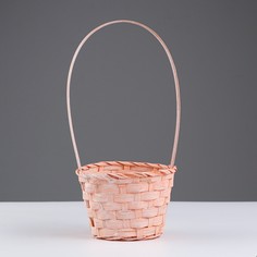 Корзина плетеная 13х9,5/28 см, персиковый, бамбук No Brand