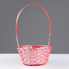 Корзина плетеная 19х19/32 см, коралловый, бамбук No Brand