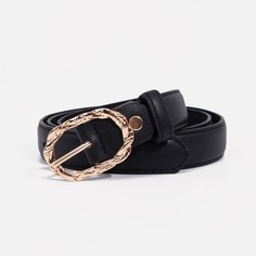 Ремень женский, ширина 2,5 см, пряжка метал, цвет черный No Brand