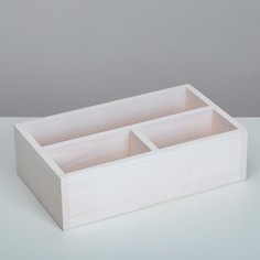 Ящик деревянный 34.5×20.5×10 см подарочный комодик, белая кисть Дарим красиво