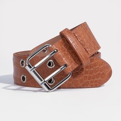 Ремень женский, ширина 3,8 см, пряжка металл, люверсы, цвет рыжий No Brand