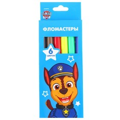 Фломастеры, 6 цветов, в картонной коробке, paw patrol