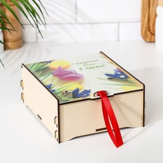 Деревянная шкатулка для чайных пакетиков 17,9х15,6х7,4 см No Brand