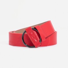 Ремень женский, ширина 3 см, затяжка, пряжка металл, цвет красный No Brand
