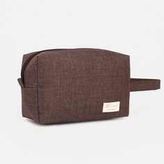 Косметичка на молнии, цвет коричневый No Brand