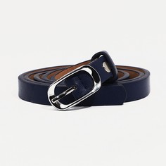 Ремень женский, ширина 1.2 см, винт, пряжка металл, цвет синий No Brand