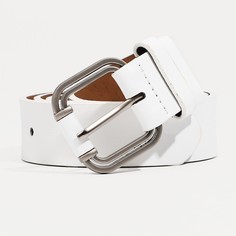 Ремень женский, ширина 3.5 см, винт, пряжка металл, цвет белый No Brand