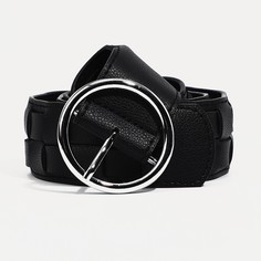Ремень женский, ширина 4.5 см, пряжка метал, цвет черный No Brand
