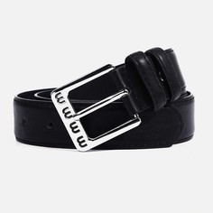 Ремень женский, ширина 3.5 см, винт, пряжка металл, цвет черный No Brand