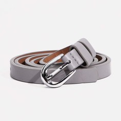 Ремень женский, ширина 1.3 см, винт, пряжка металл, цвет серый No Brand