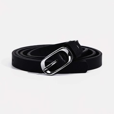 Ремень женский, ширина 1.2 см, винт, пряжка металл, цвет черный No Brand