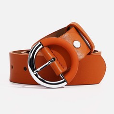 Ремень женский, ширина 3.2 см, винт, пряжка металл, цвет рыжий No Brand