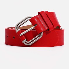 Ремень женский, ширина 3.5 см, винт, пряжка металл, цвет красный No Brand